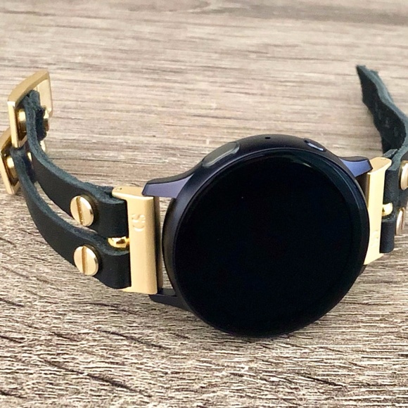 Black Leather Straps Gold Galaxy Active2 Bracelet main image 9